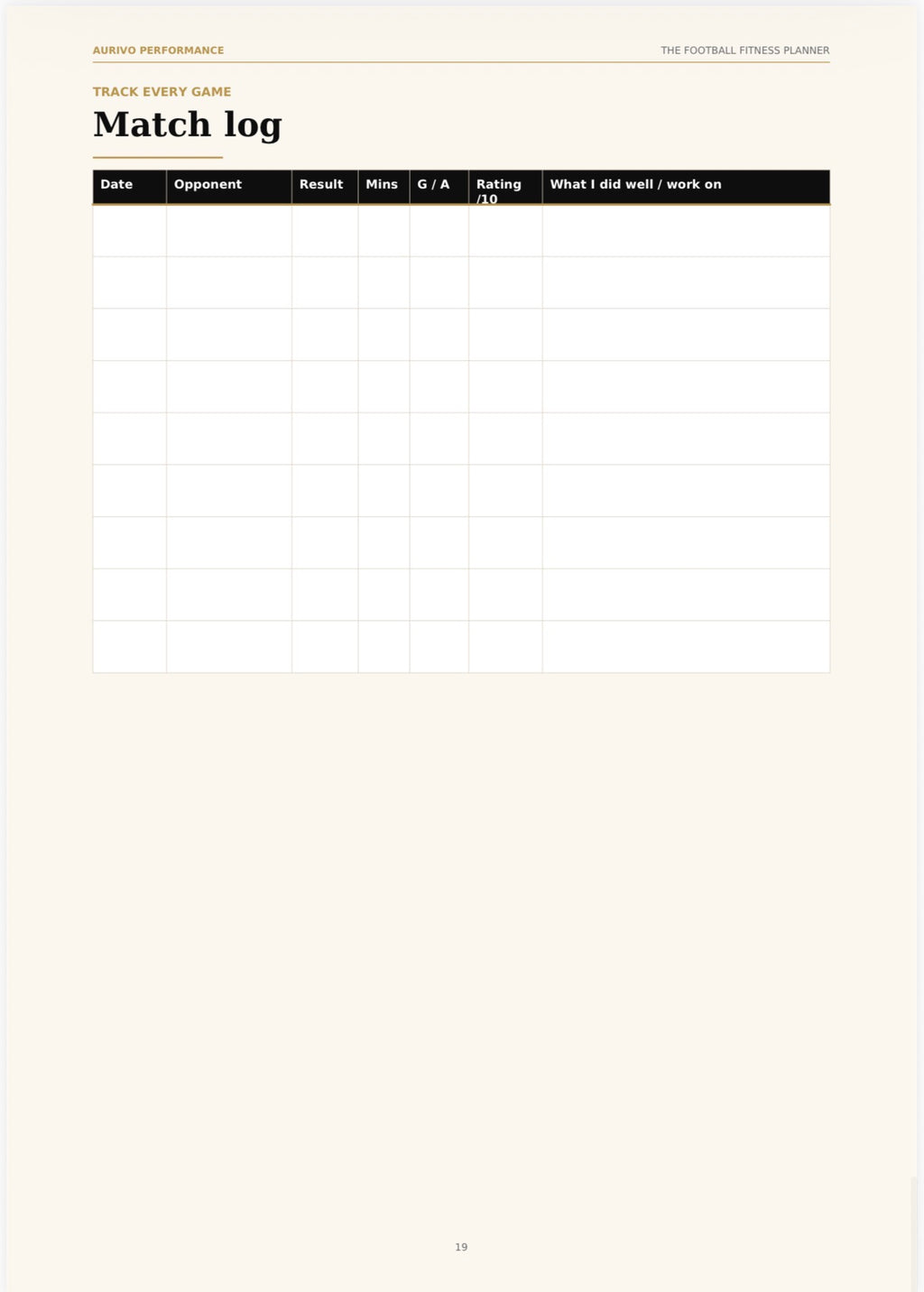 Football Fitness Planner – 12-week printable training planner – inside page preview 4