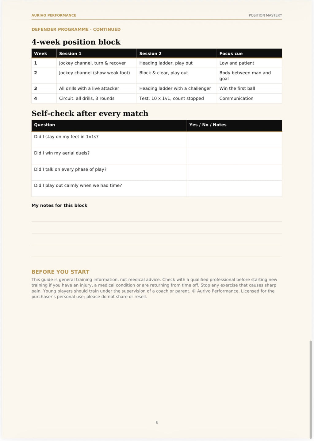 Position Mastery – striker, midfielder and defender football programmes – inside page preview 3