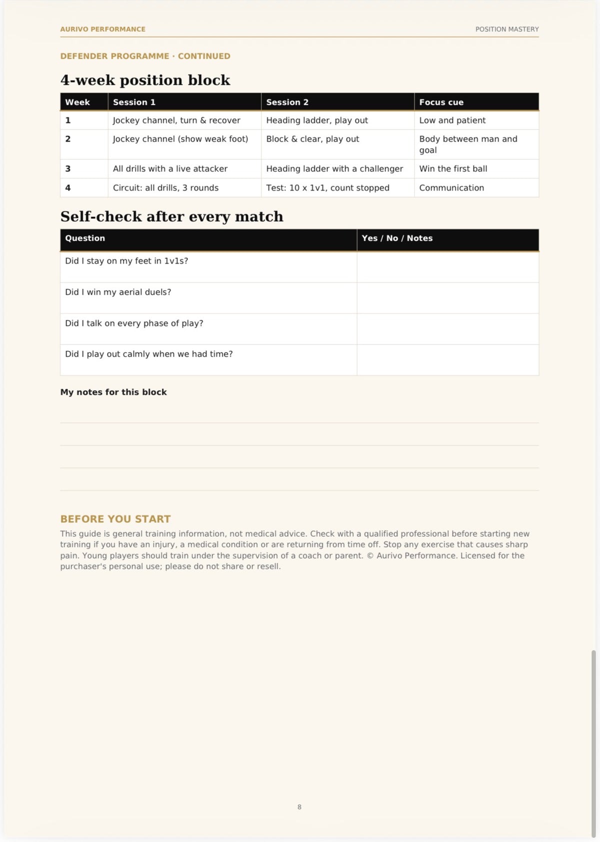 Position Mastery – striker, midfielder and defender football programmes – inside page preview 3