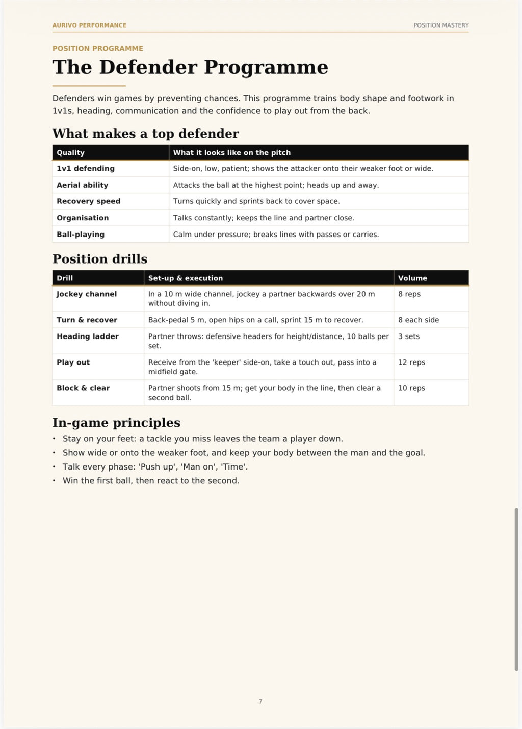 Position Mastery – striker, midfielder and defender football programmes – inside page preview 2