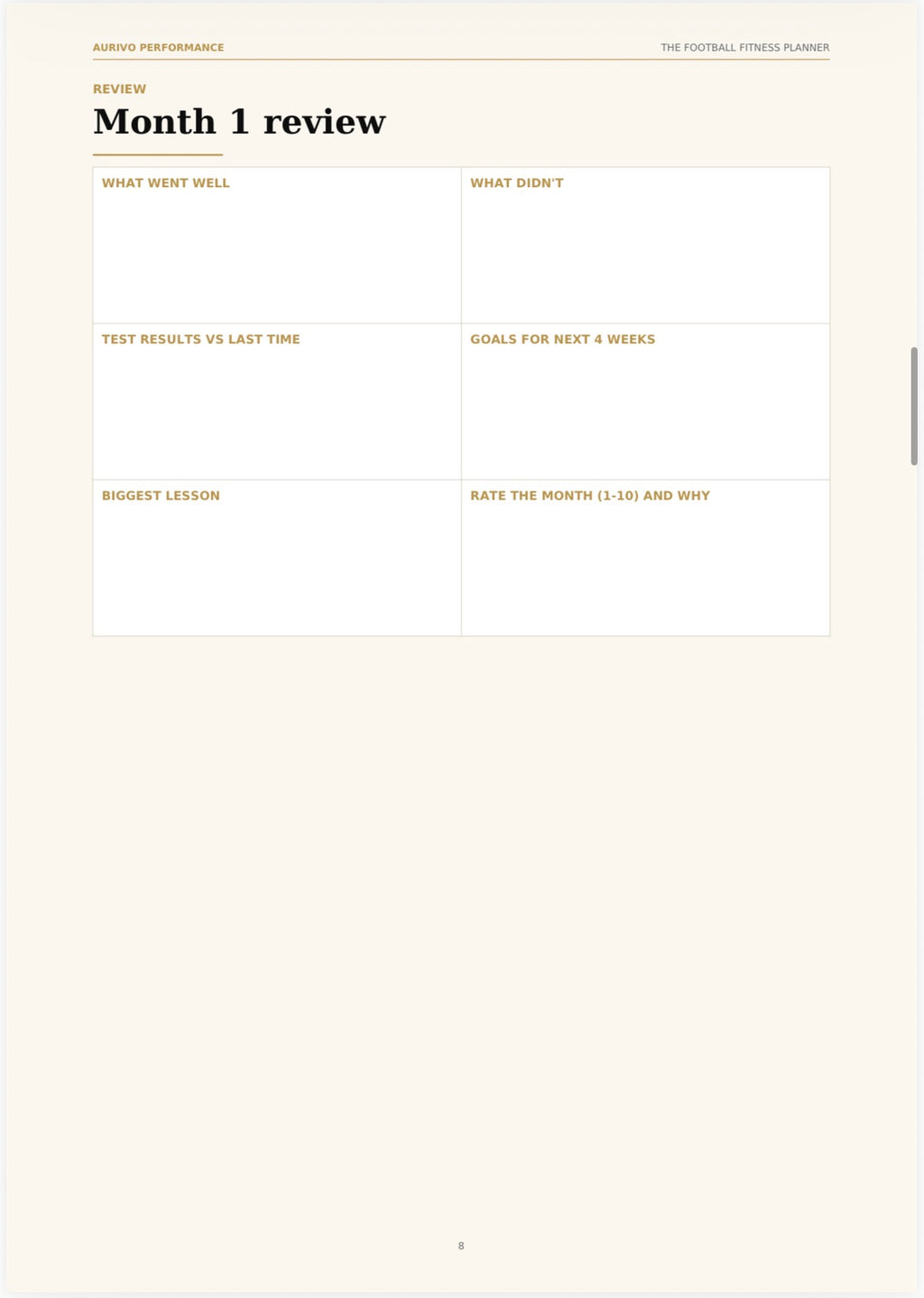 Football Fitness Planner – 12-week printable training planner – inside page preview 2