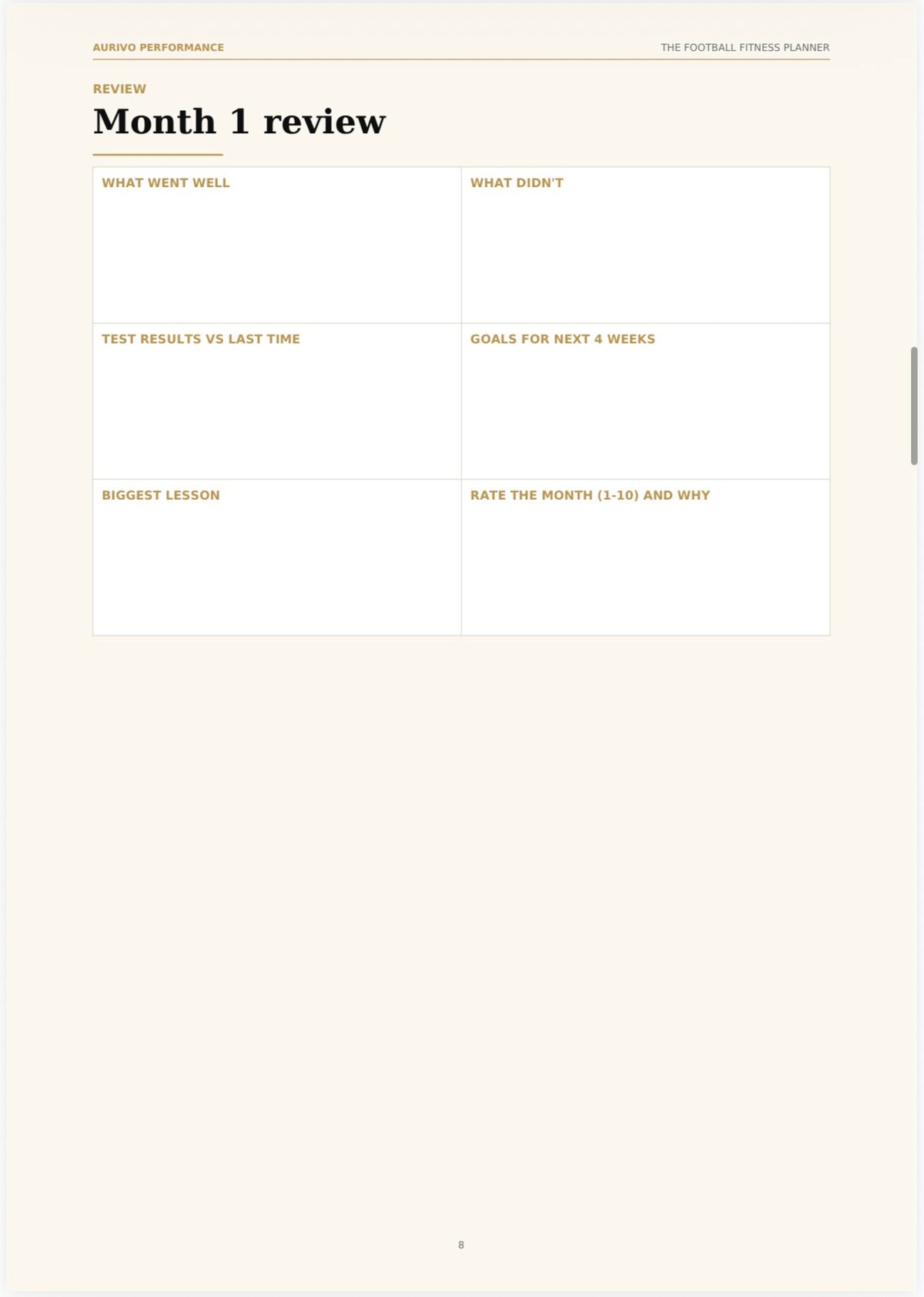 Football Fitness Planner – 12-week printable training planner – inside page preview 2